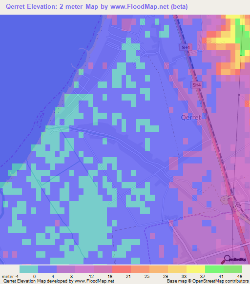 Qerret,Albania Elevation Map