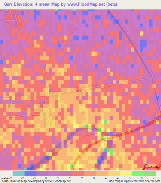 Qarr,Albania Elevation Map