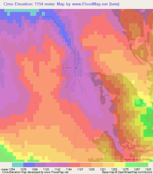 Cime,Turkey Elevation Map