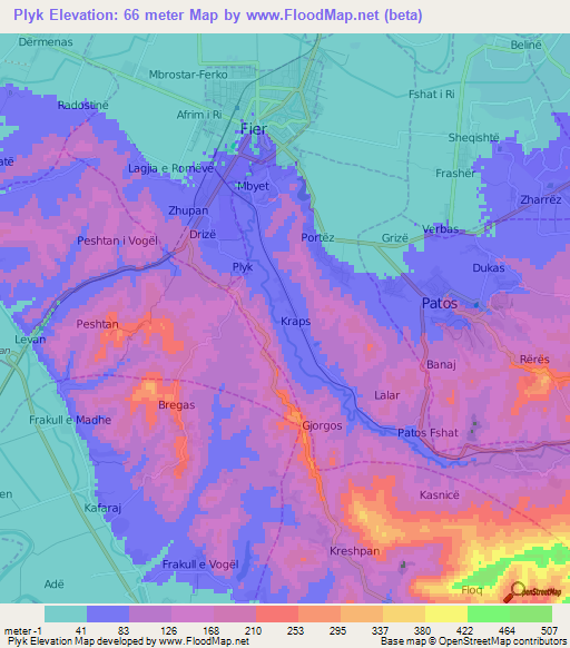 Plyk,Albania Elevation Map