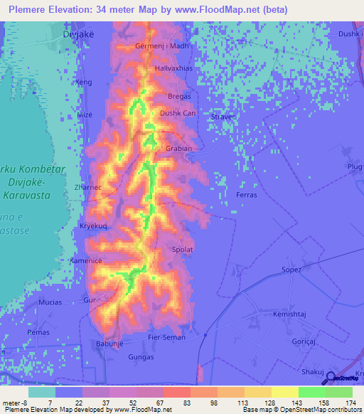 Plemere,Albania Elevation Map