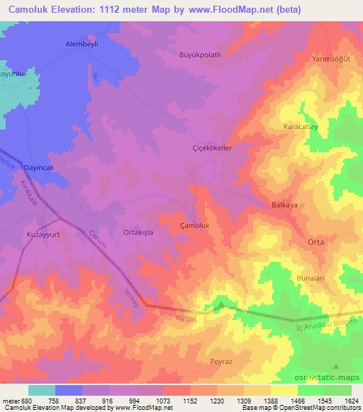 Camoluk,Turkey Elevation Map