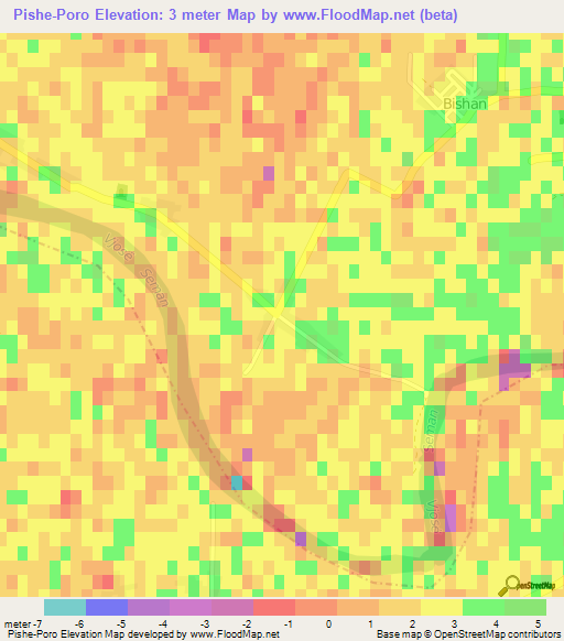 Pishe-Poro,Albania Elevation Map