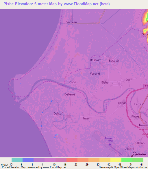 Pishe,Albania Elevation Map