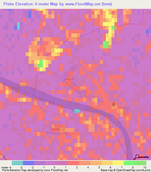 Pishe,Albania Elevation Map