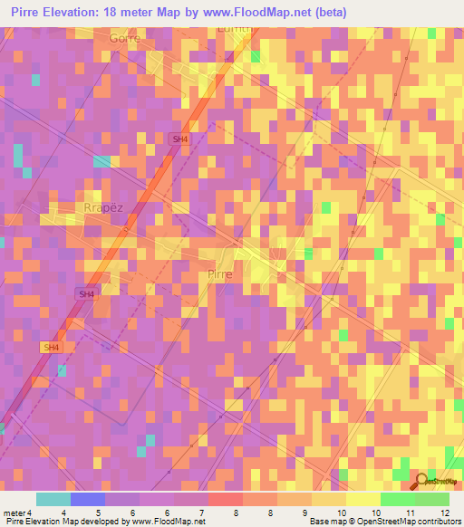 Pirre,Albania Elevation Map