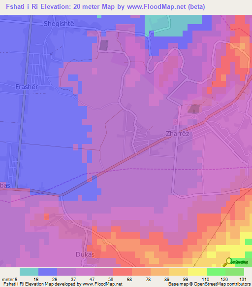 Fshati i Ri,Albania Elevation Map