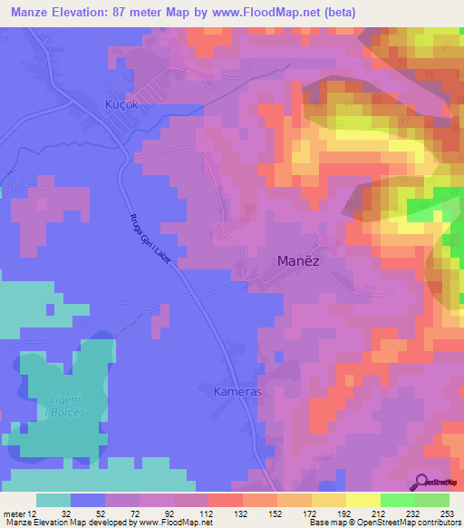 Manze,Albania Elevation Map