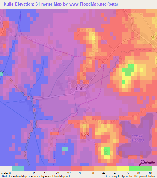 Kulle,Albania Elevation Map