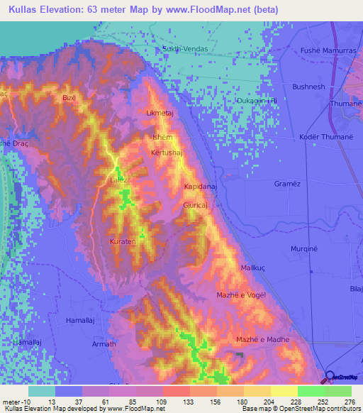 Kullas,Albania Elevation Map