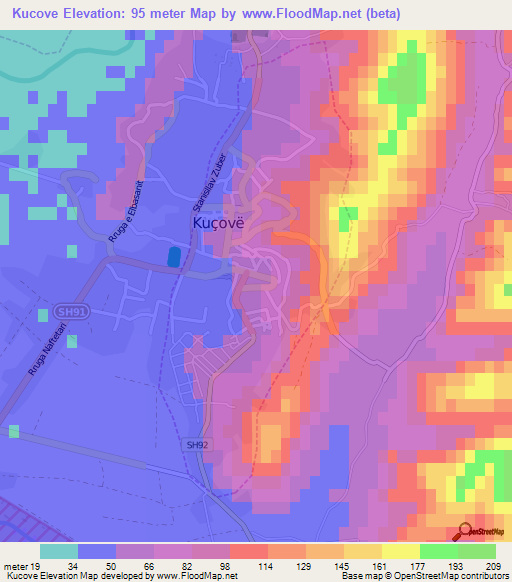 Kucove,Albania Elevation Map