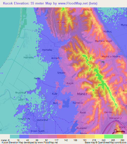 Kucok,Albania Elevation Map