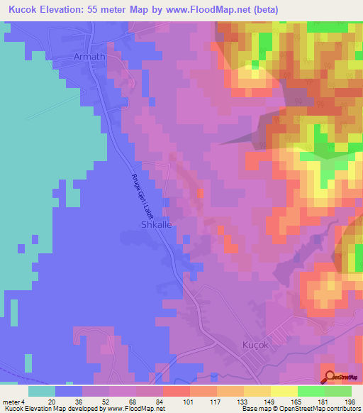 Kucok,Albania Elevation Map