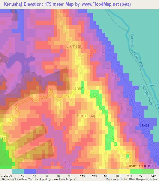 Kertushaj,Albania Elevation Map