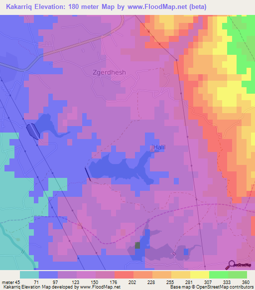 Kakarriq,Albania Elevation Map
