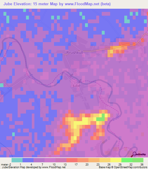 Jube,Albania Elevation Map