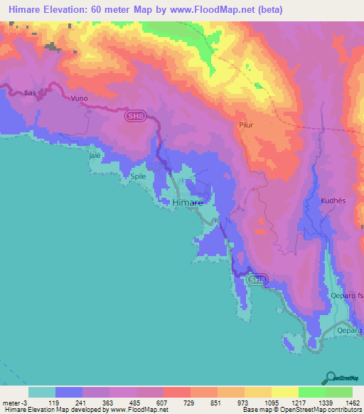 Himare,Albania Elevation Map