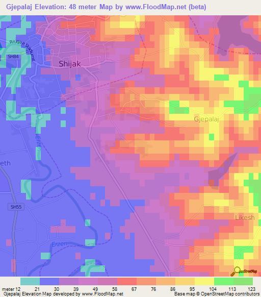 Gjepalaj,Albania Elevation Map