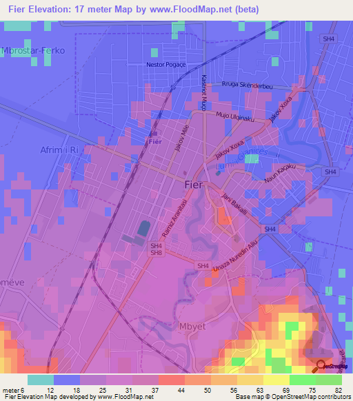 Fier,Albania Elevation Map
