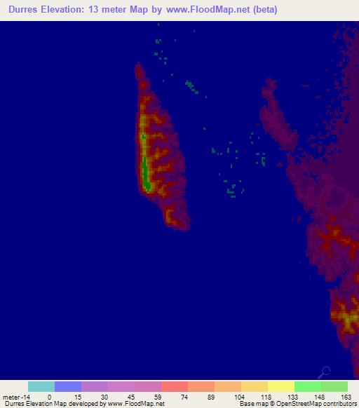 Durres,Albania Elevation Map