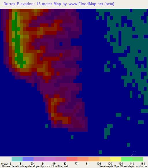 Durres,Albania Elevation Map