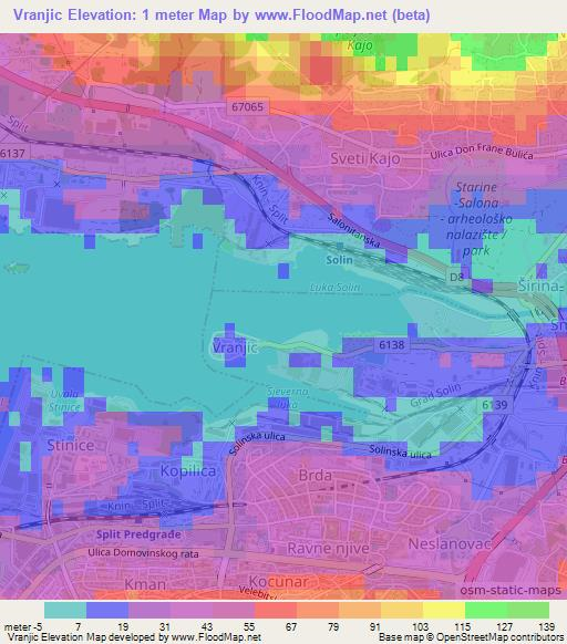 Vranjic,Croatia Elevation Map