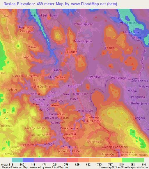 Rasica,Slovenia Elevation Map