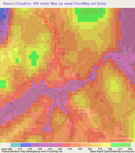 Rasica,Slovenia Elevation Map