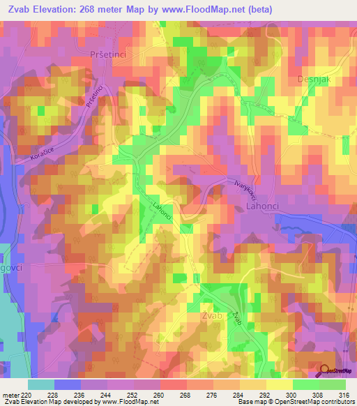 Zvab,Slovenia Elevation Map