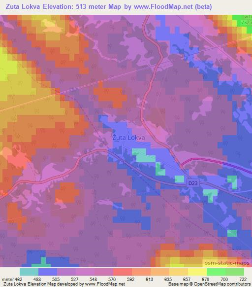 Zuta Lokva,Croatia Elevation Map