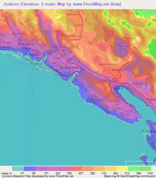 Zurkovo,Croatia Elevation Map