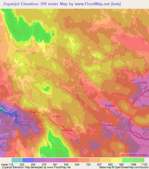 Zupanjol,Croatia Elevation Map