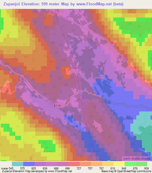 Zupanjol,Croatia Elevation Map