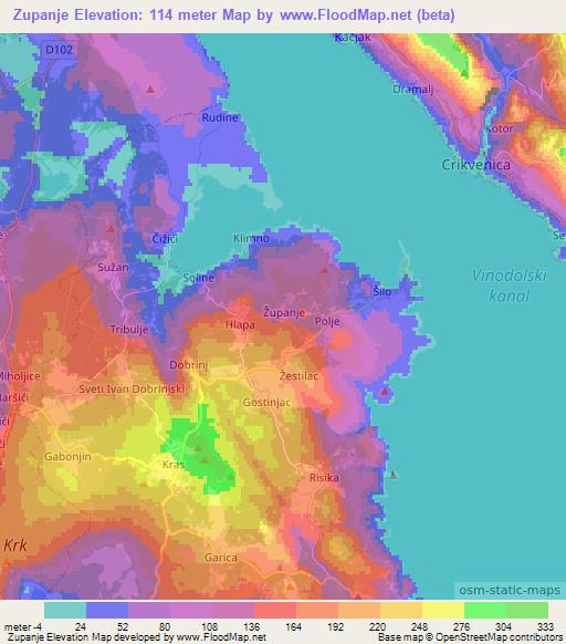 Zupanje,Croatia Elevation Map