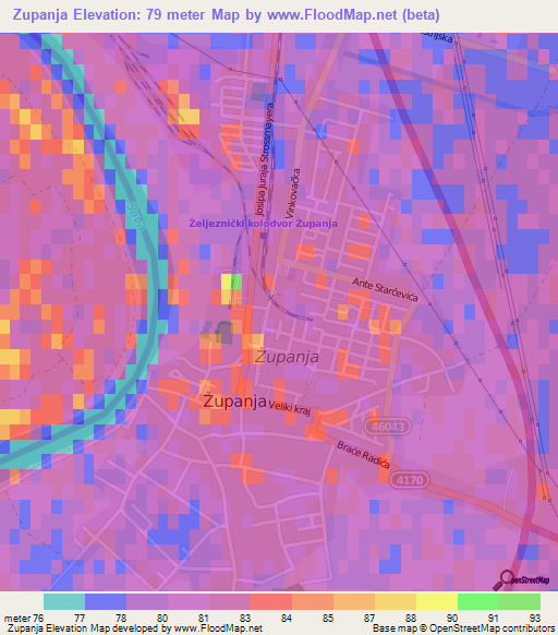 Zupanja,Croatia Elevation Map