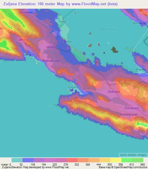 Zuljana,Croatia Elevation Map