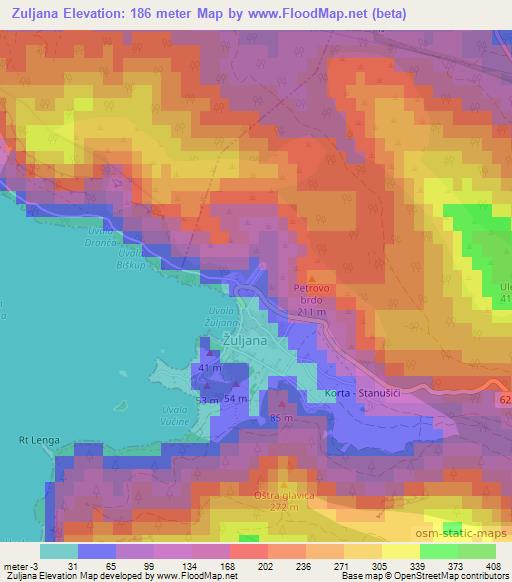 Zuljana,Croatia Elevation Map