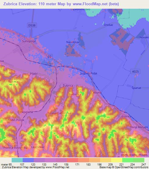 Zubrica,Croatia Elevation Map