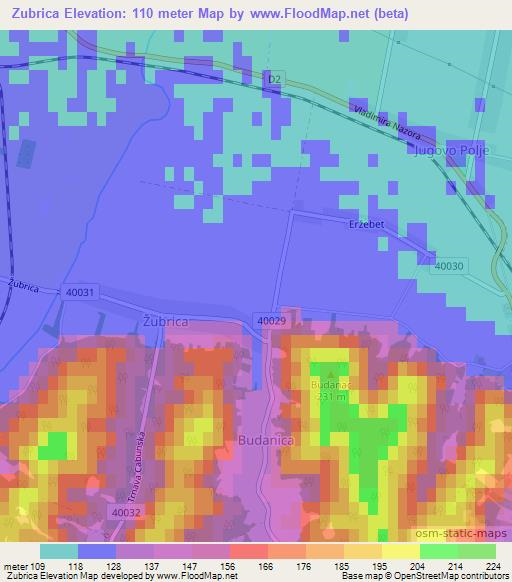 Zubrica,Croatia Elevation Map