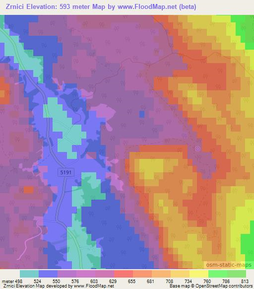 Zrnici,Croatia Elevation Map