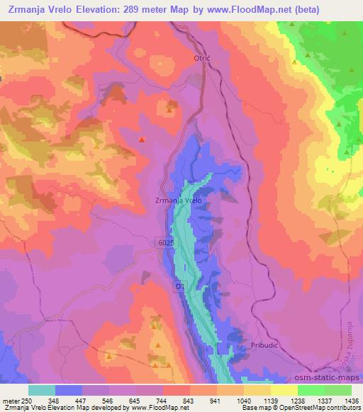 Zrmanja Vrelo,Croatia Elevation Map