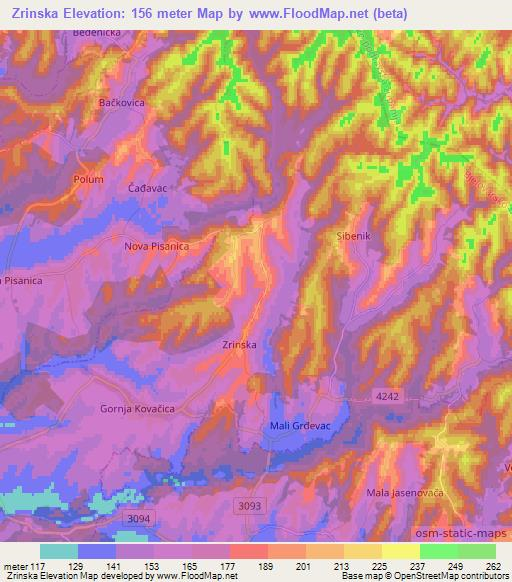 Zrinska,Croatia Elevation Map