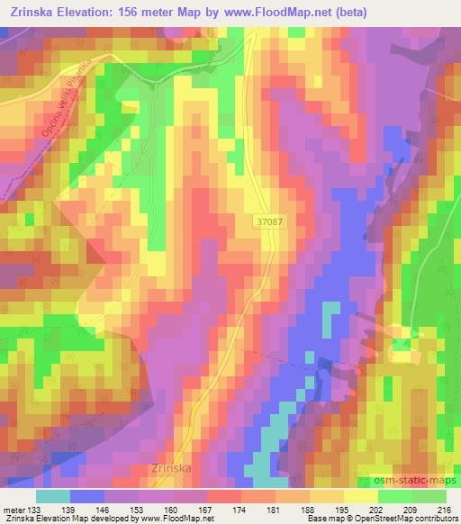 Zrinska,Croatia Elevation Map