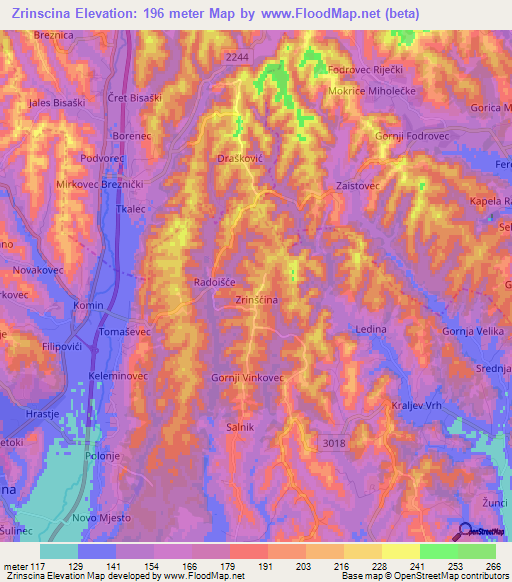 Zrinscina,Croatia Elevation Map