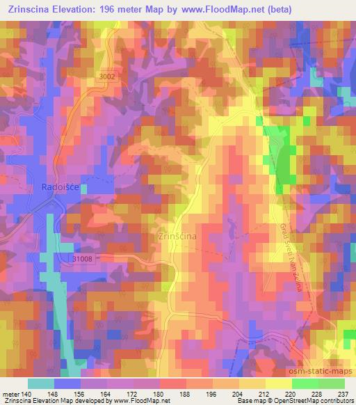 Zrinscina,Croatia Elevation Map