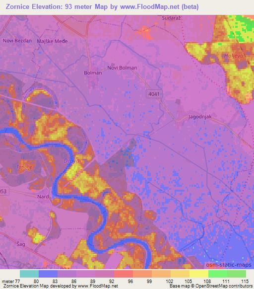 Zornice,Croatia Elevation Map