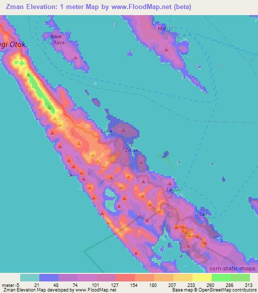 Zman,Croatia Elevation Map