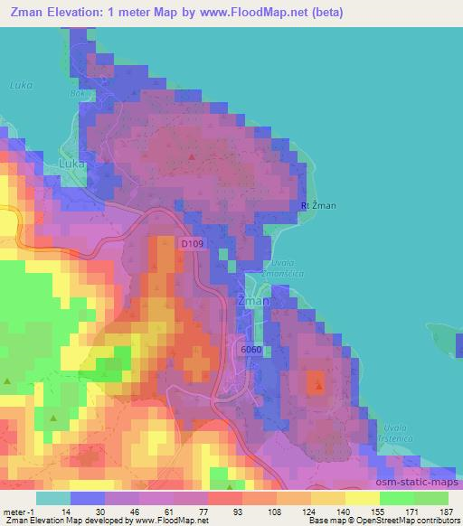 Zman,Croatia Elevation Map