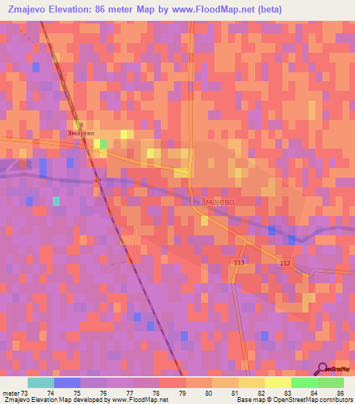 Zmajevo,Serbia Elevation Map