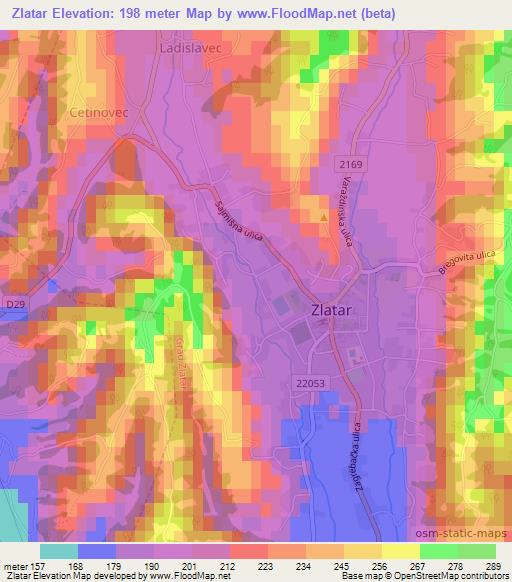 Zlatar,Croatia Elevation Map